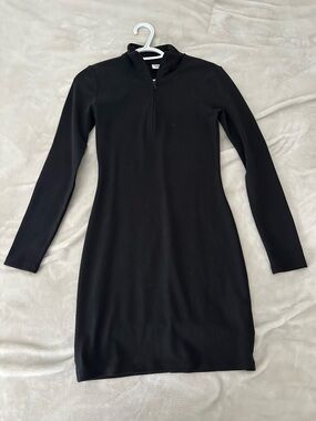 Sunday Best Black Long-Sleeve Mock Neck Zip Dress